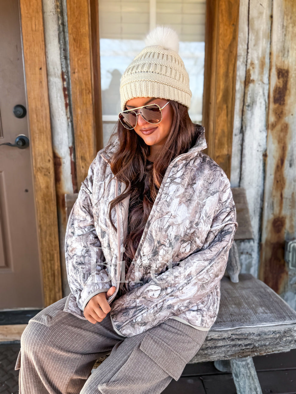 BIRDIE Cozy Cloud Jacket in Dark Camo