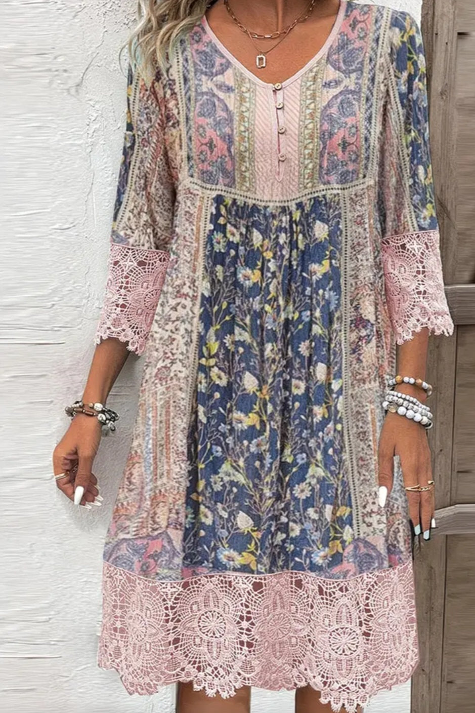 Floral Print Lace Dress