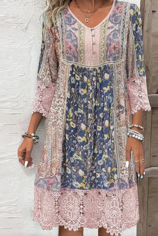 Floral Print Lace Dress