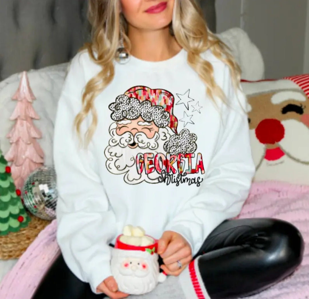 Watercolor Christmas Santa Graphic Sweatshirt
