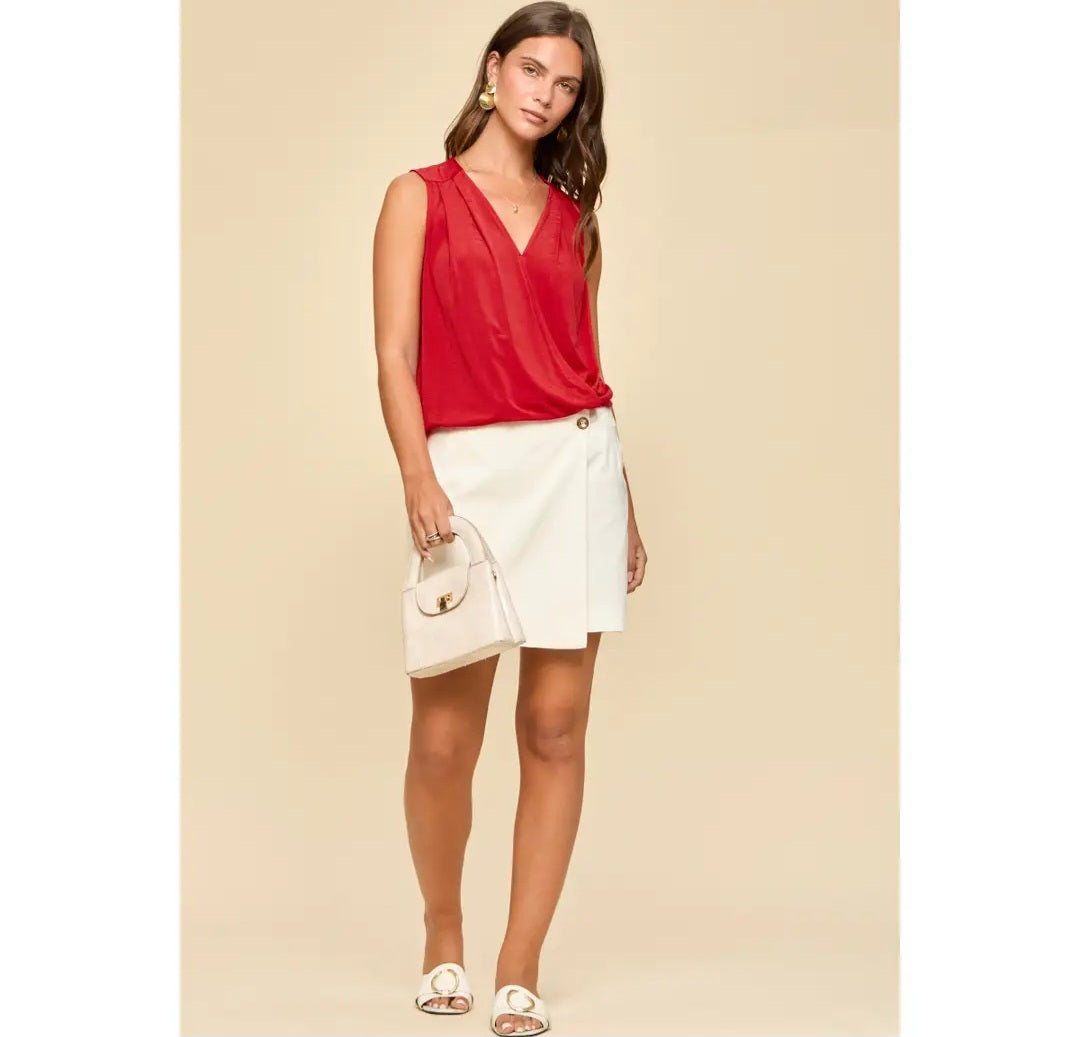 Dear Scarlett Surplice Neckline Sleeveless Top