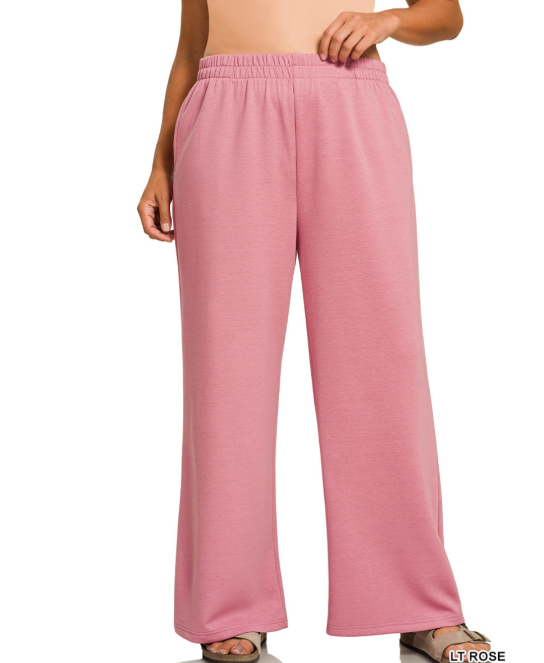 Zenana Plus Size Scuba Side Slit Top and Pants Set