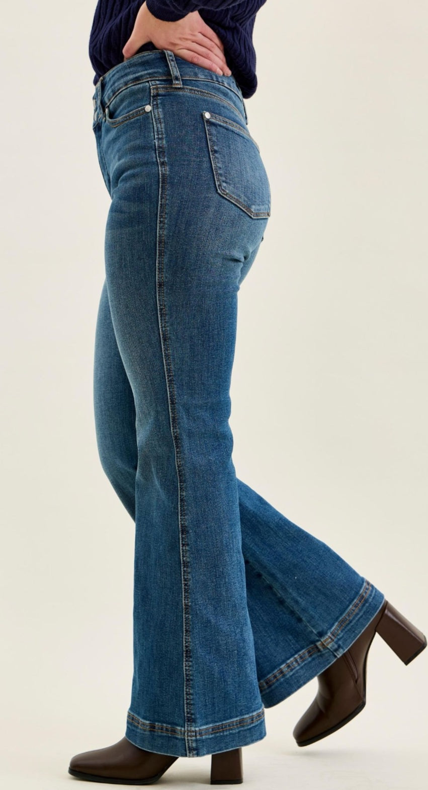 Judy Blue Petite Flare Tummy Control Double Button