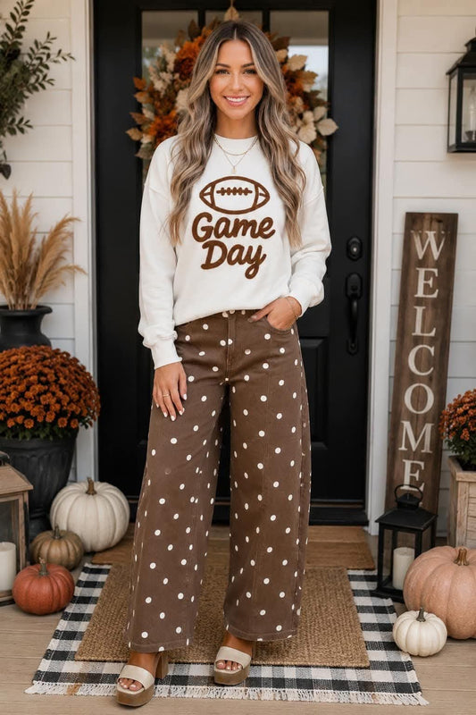 Brown Polka Dot Barrel Jeans