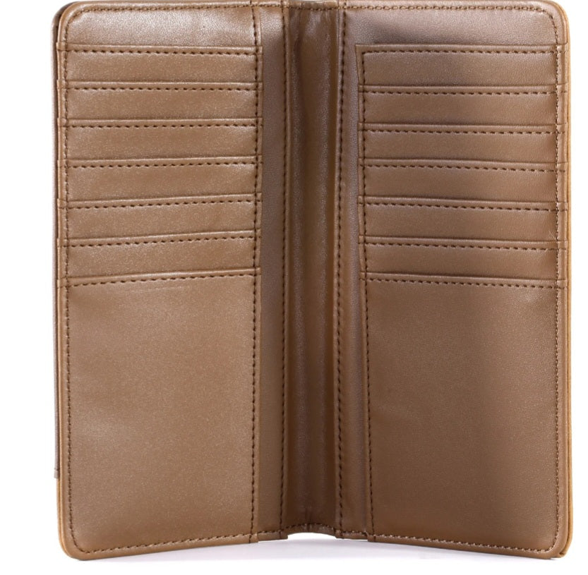 Embossed Floral Men's Bifold Long PU Leather Wallet