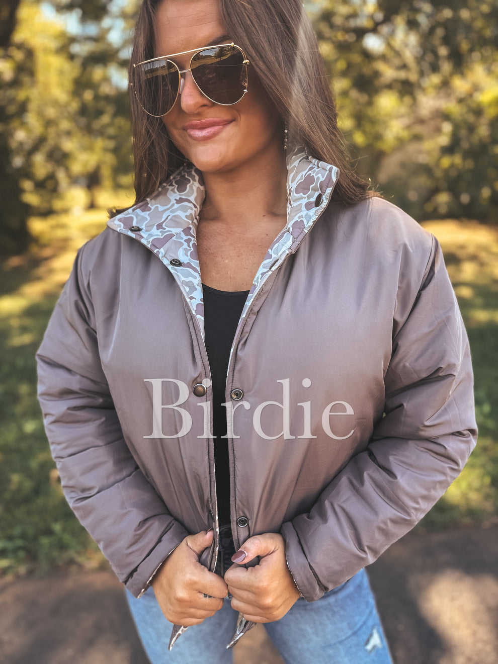 BIRDIE Reversible Puffer Jacket in Duck Camo