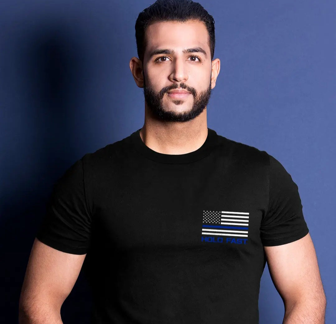 Kerusso Hold Fast Men's T- Shirt Police Flag