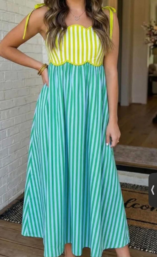 Colorful Striped Maxi Dress