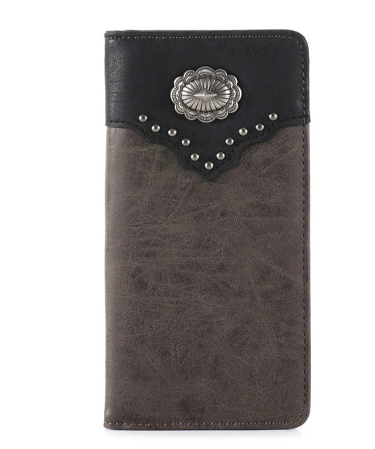 Color Block Navajo Concho Men's Bifold Long PU Leather Wallet