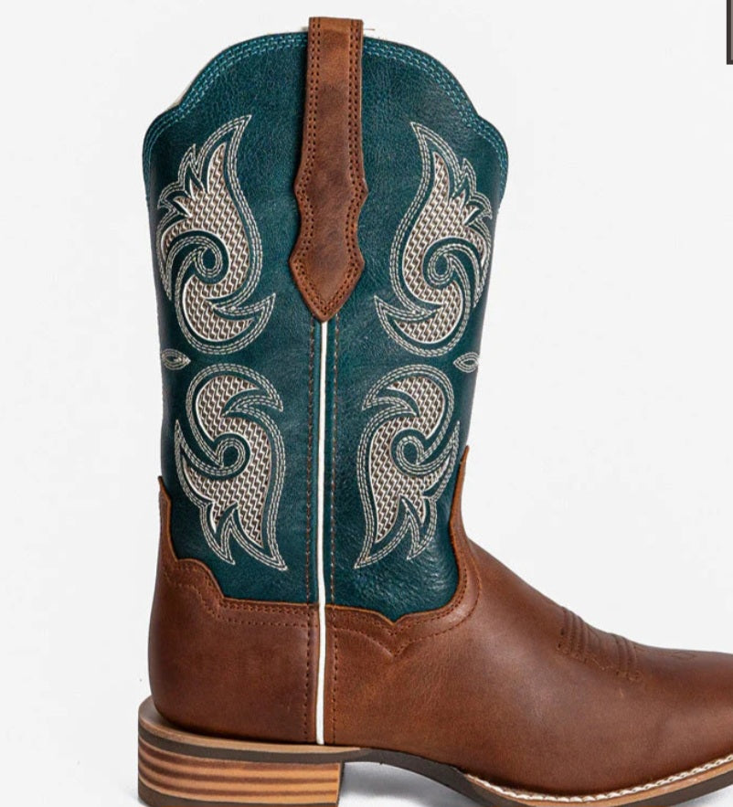 Western Women's Embroidered Evergreen Cowgirl Full Grain Leather Boots