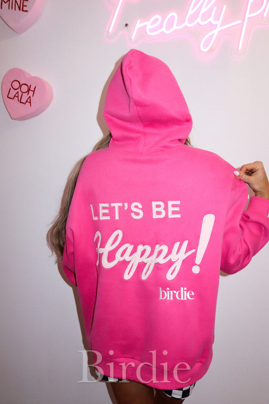 BIRDIE Hot Pink Let's Be Happy Hoodie