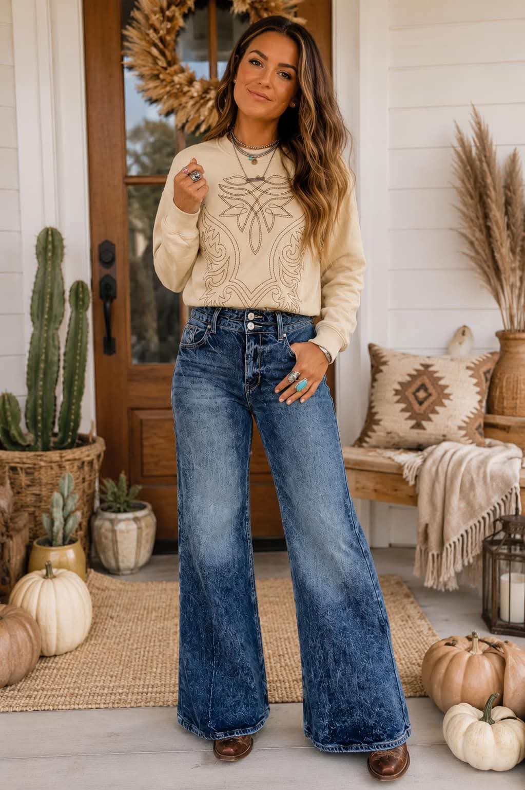 Dark Blue Acid Wash Jeans