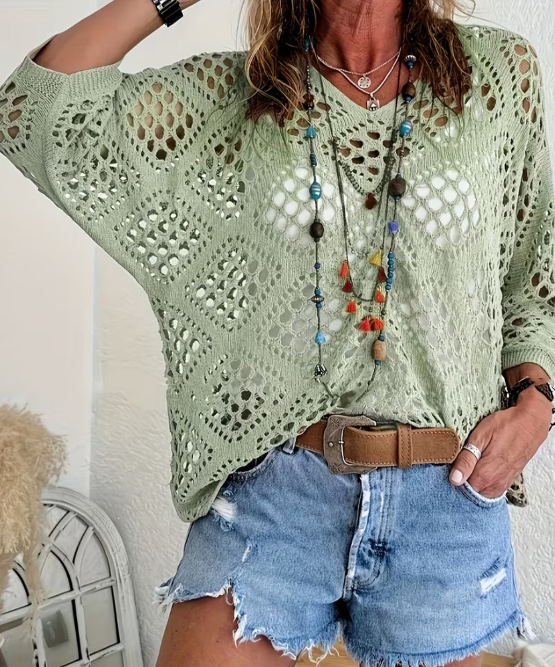 Women's Hollow Out Loose Top