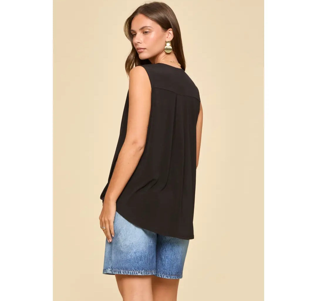 Dear Scarlett Surplice Neckline Sleeveless Top