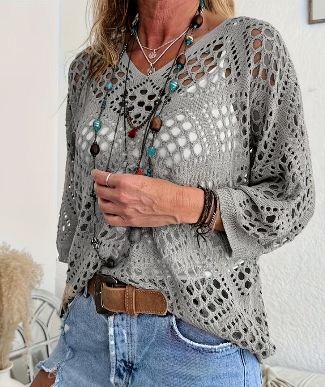 Women's Hollow Out Loose Top