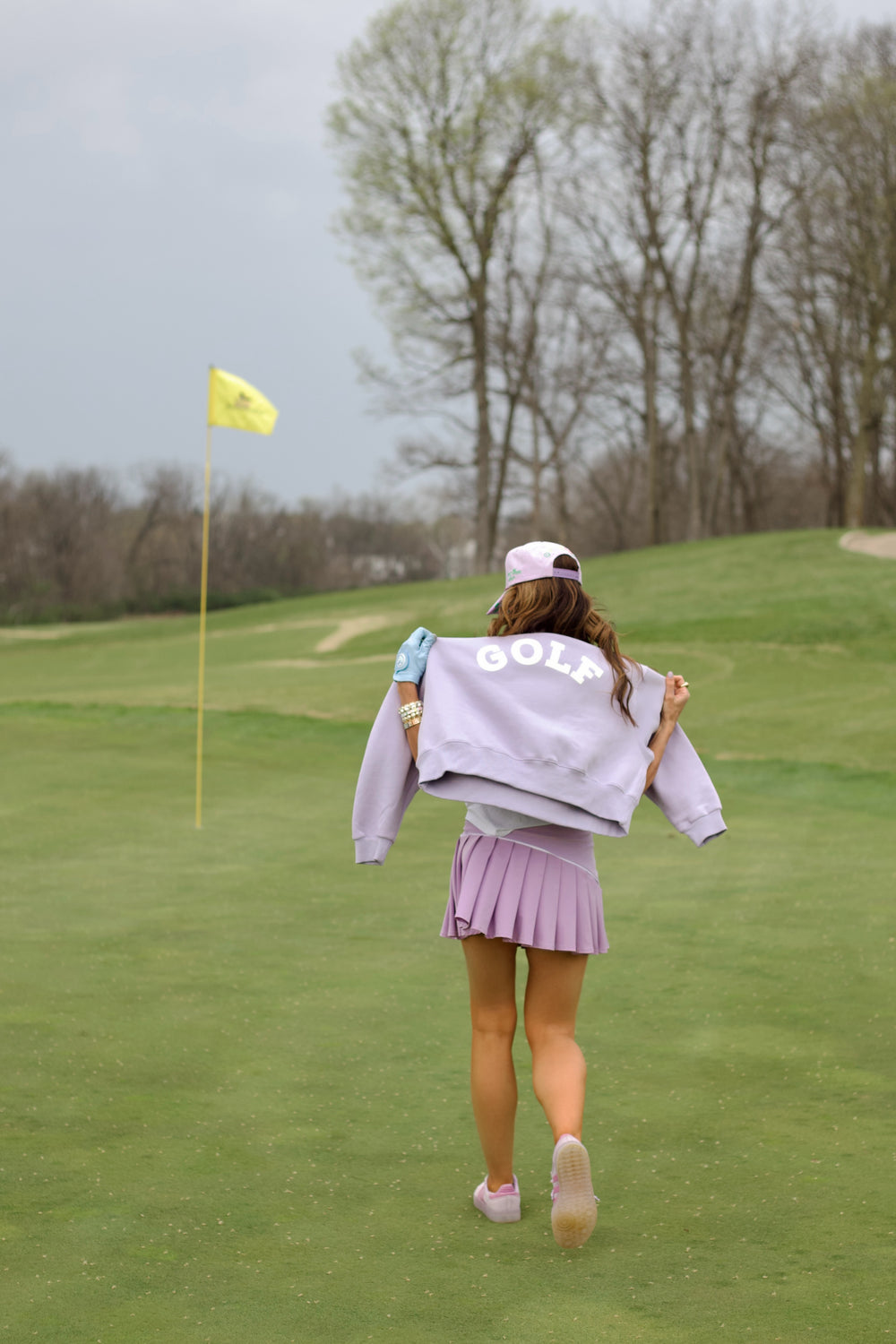 Poppy and Pine Puff Golf Lilac Cropped Sweatshirt