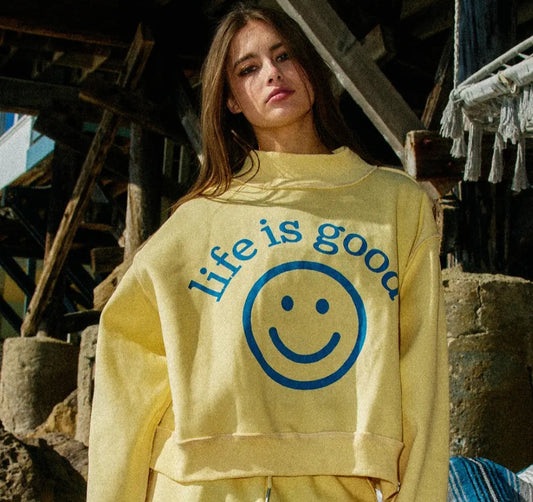 Reversible Mock-Neck Crop Sweatshirt