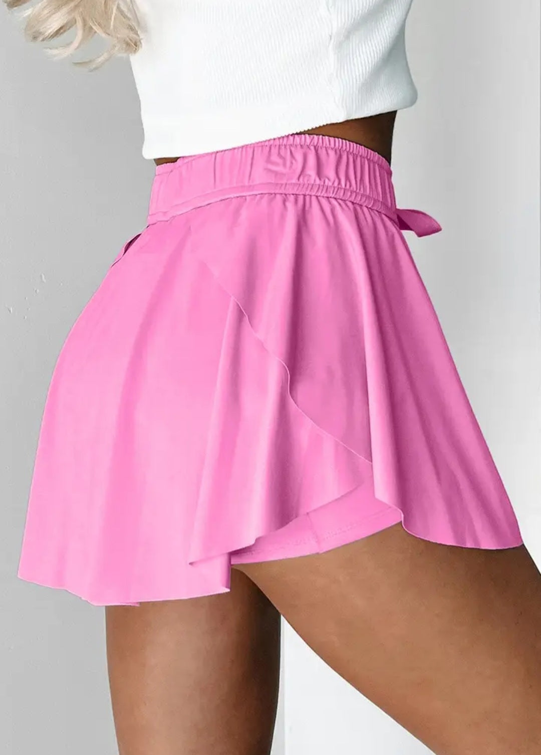 Drawstring High Waist Lined Tennis Skorts