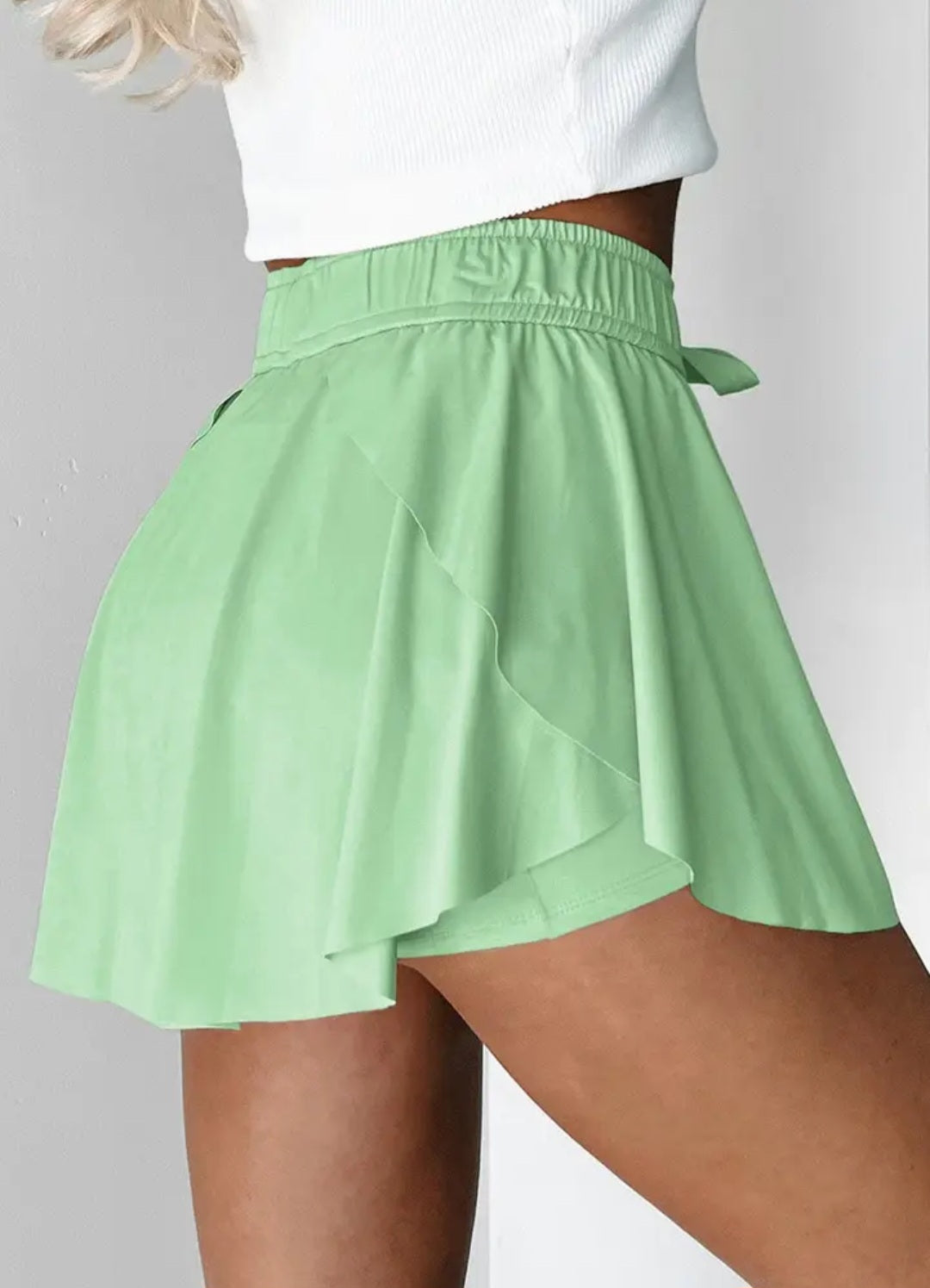 Drawstring High Waist Lined Tennis Skorts