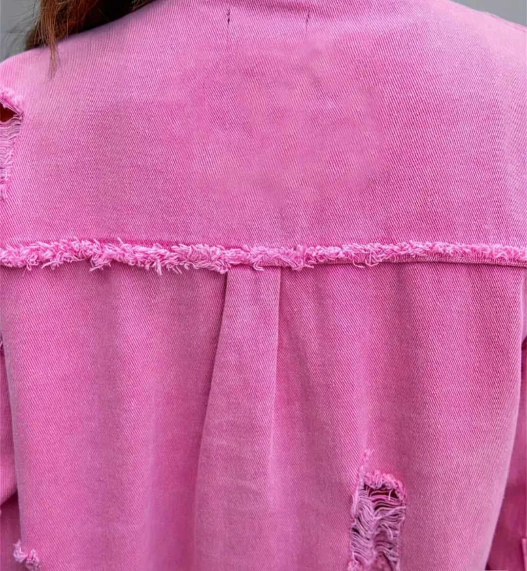 Ripped Fringe Casual Shacket with Pocket