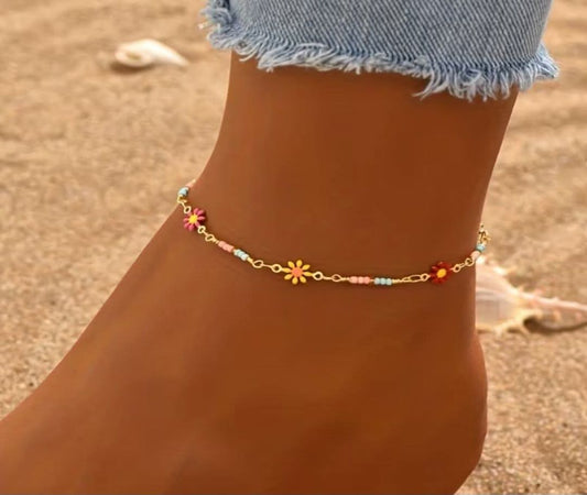 Colorful Small Daisy Anklet