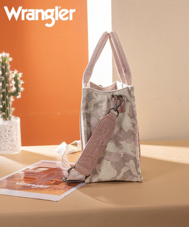 Wrangler Camo Print Tote/Crossbody - Pink