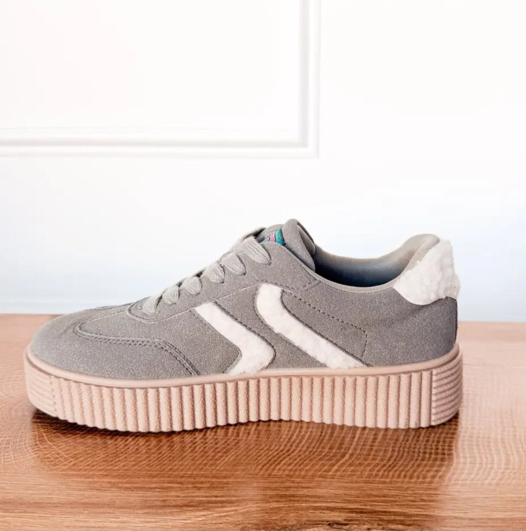 Ivory Sherpa Sneaker in Grey or Pink