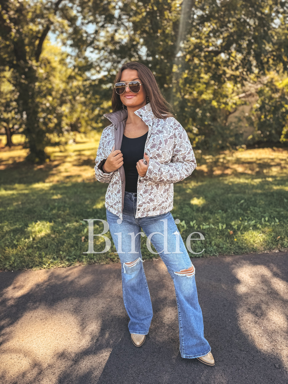 BIRDIE Reversible Puffer Jacket in Duck Camo
