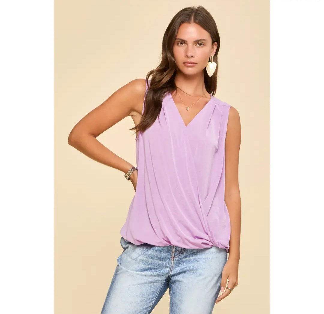 Dear Scarlett Surplice Neckline Sleeveless Top