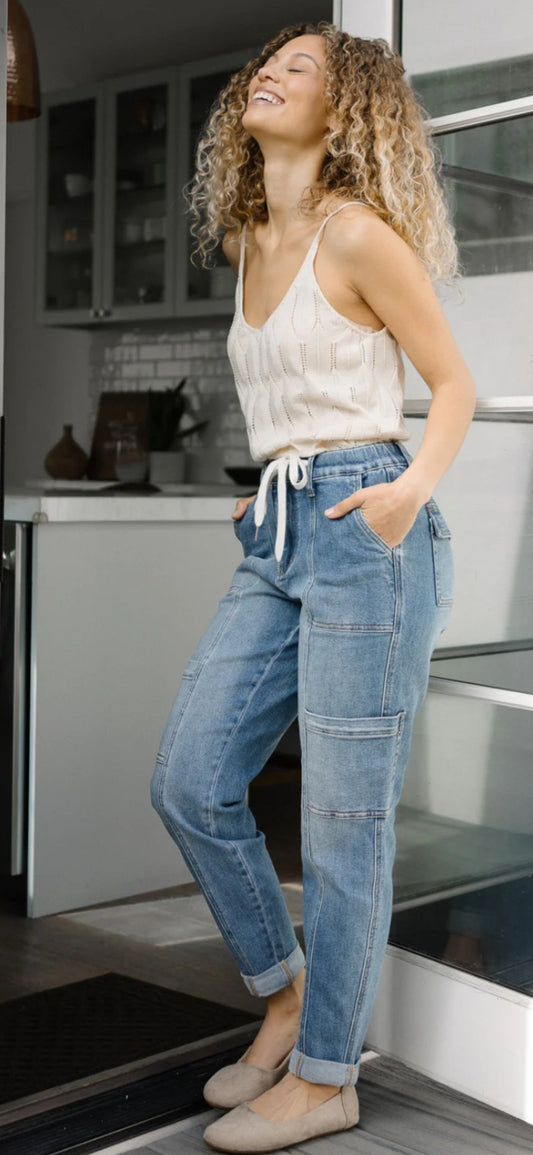 Judy Blue High Rise Cuffed Cargo Jogger