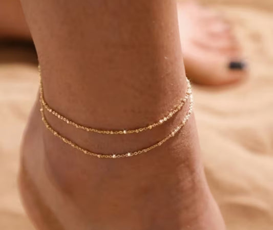 Double Layer Anklet - Silver or Gold
