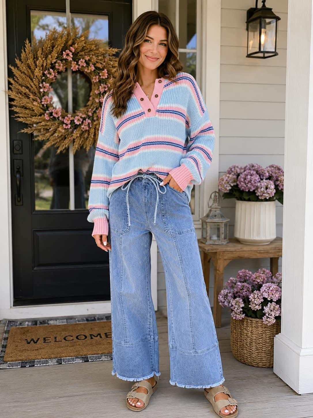 Blue Stripe Knitted Sweater