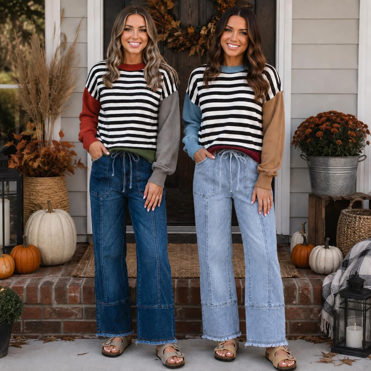 Colorblock Stripe Panel Sweater