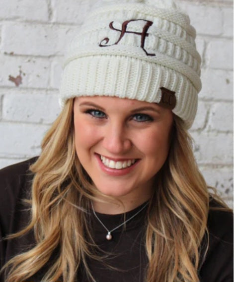 Initial Beanie Ivory