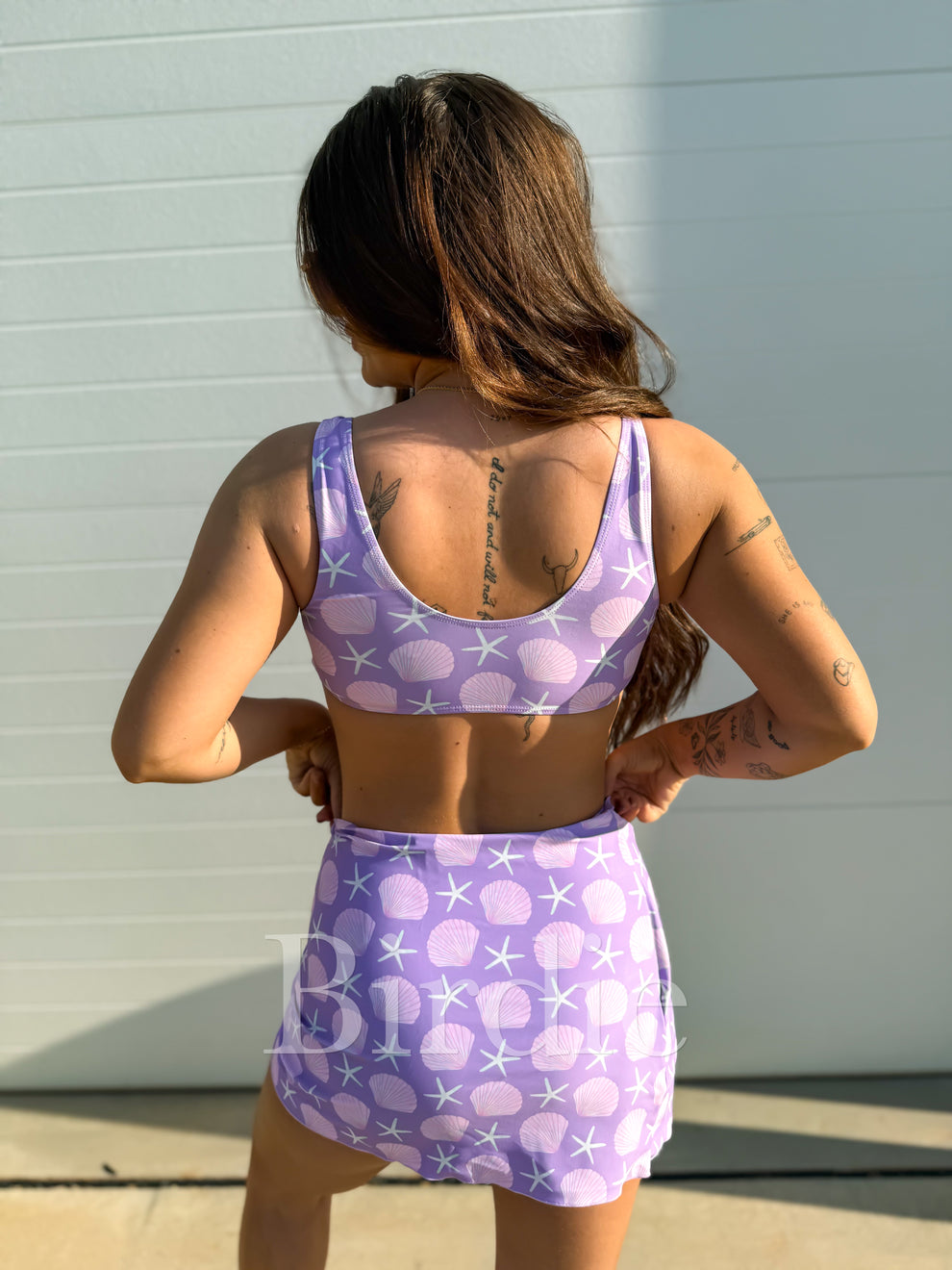 BIRDIE Three Piece Swimsuit in Lavender Shores