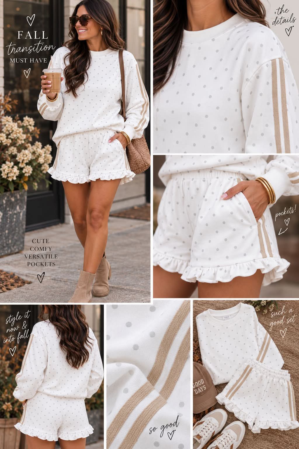 White Polka Dot Casual Set