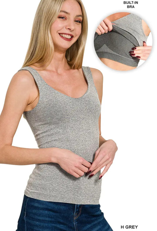 Zenana Seamless Tank Top w/ Built-in Bra