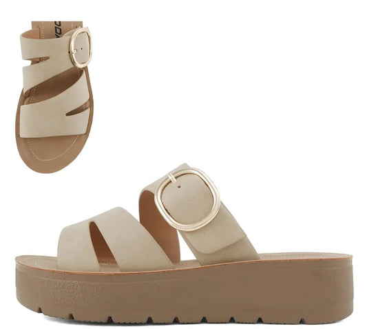 Suede Platform Slide Sandals