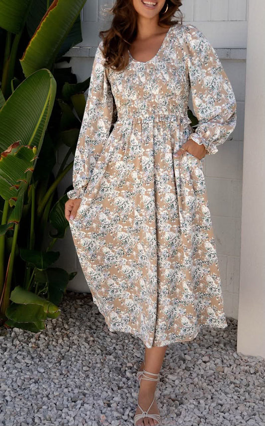 Khaki Floral Dress