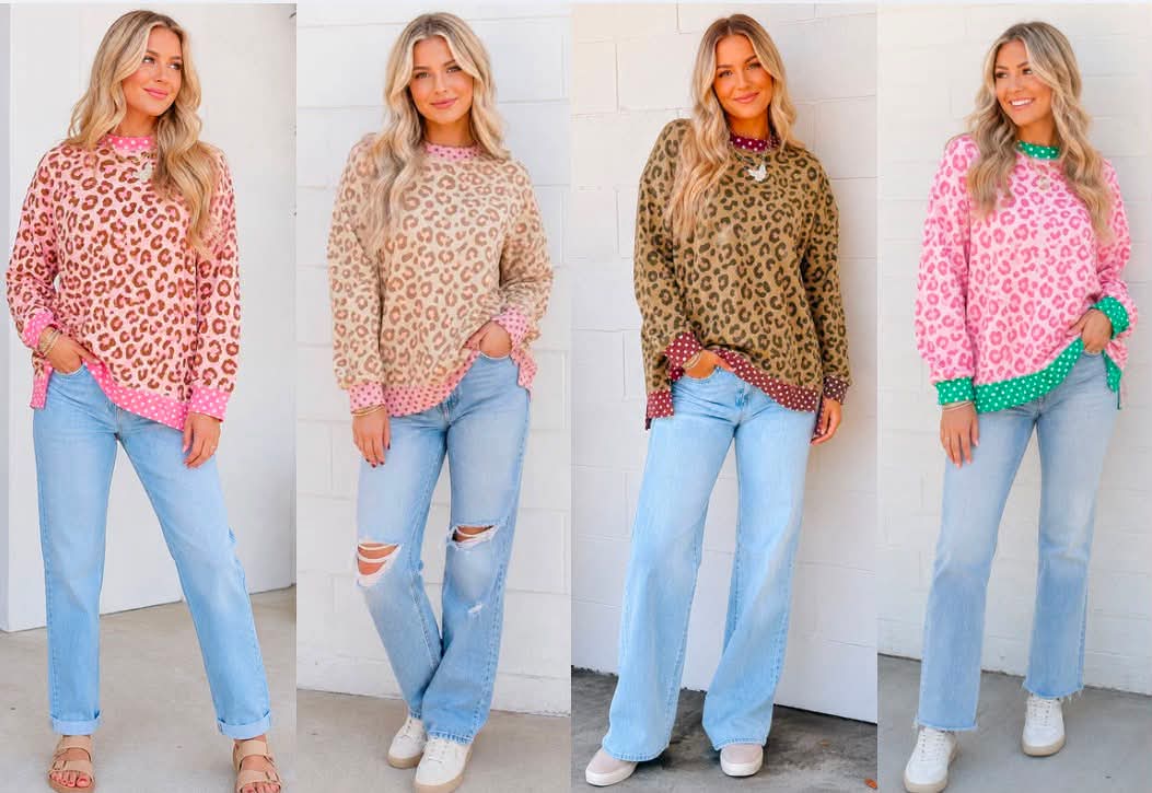 Leopard Polka Dot Long Sleeve Top
