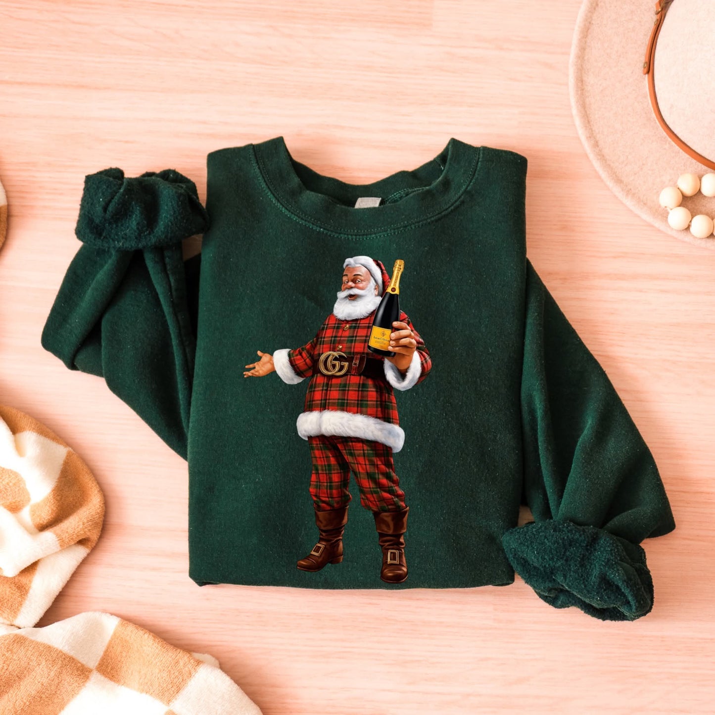 Boujee Tartan Santa- Gildan Sweatshirt