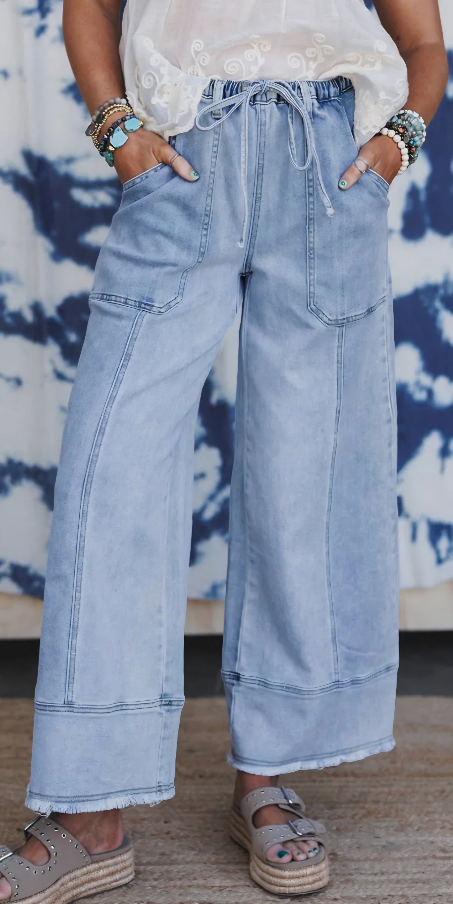 Seam Detail Raw Hem Pants