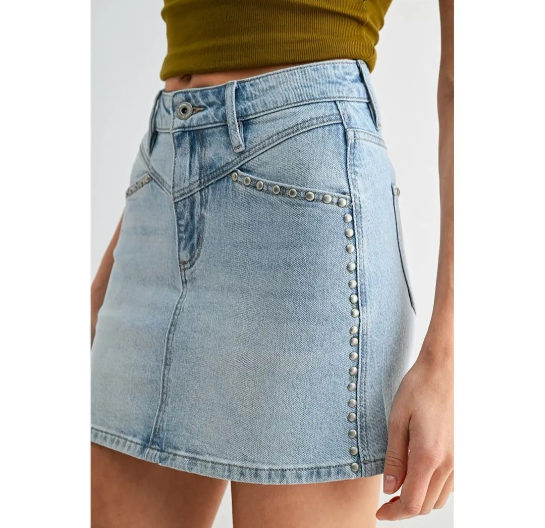High-Rise Mini Skirt Studded