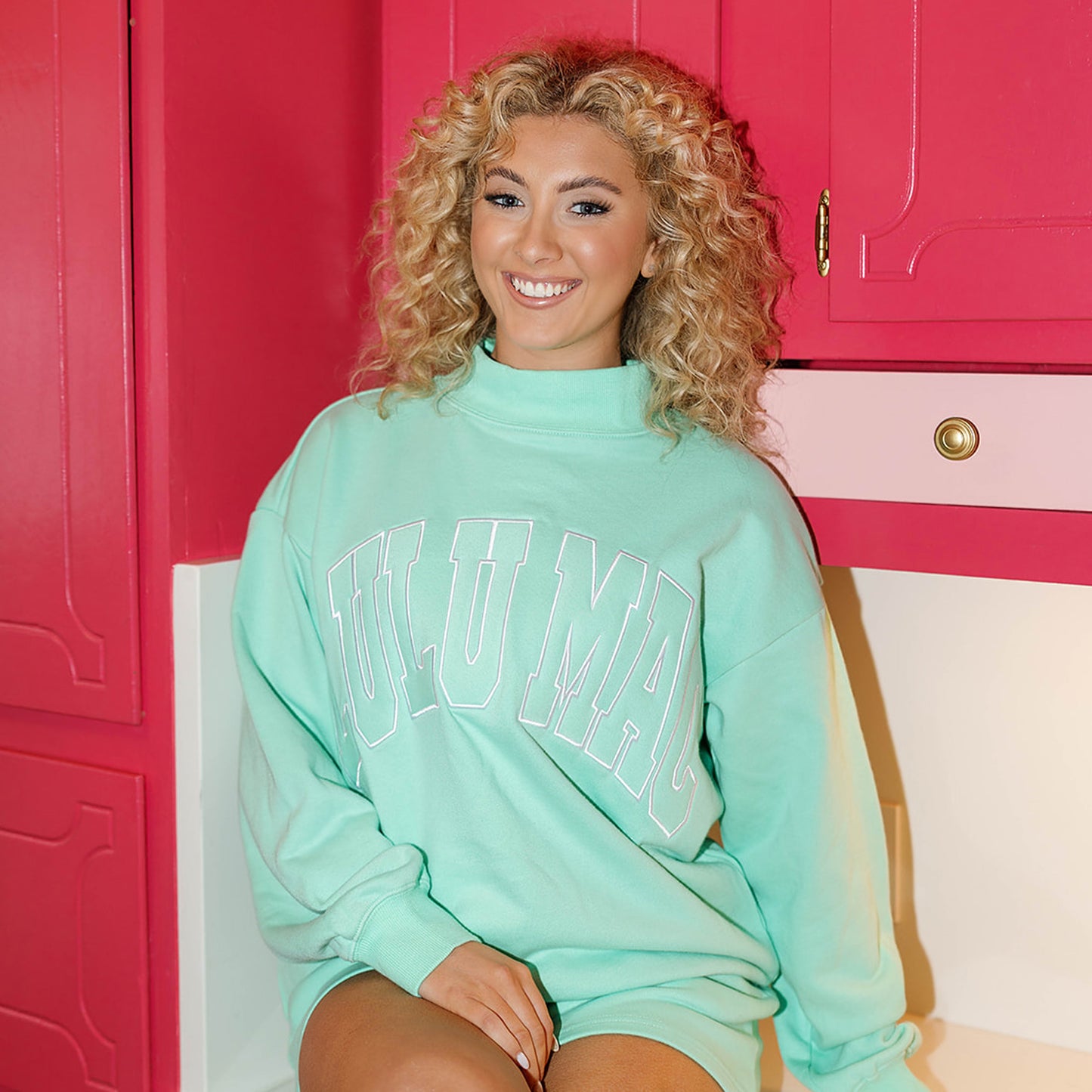 New Lulu Mac Stitch Mockneck Terry Cloth Top