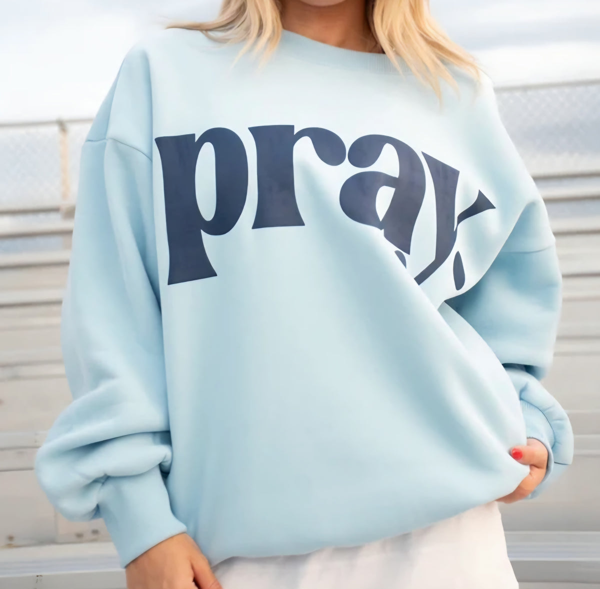 Light Blue/ Navy Pray Sweatshirt