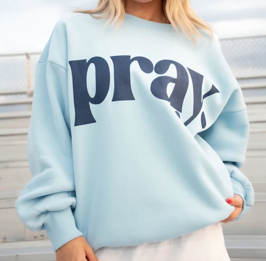 Light Blue/ Navy Pray Sweatshirt