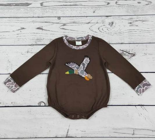 Camo Duck Appliqué Baby Boy Bubble