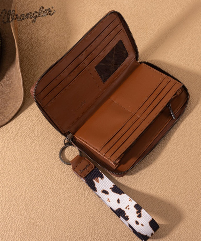 Wrangler Cow Print Wallet -Brown