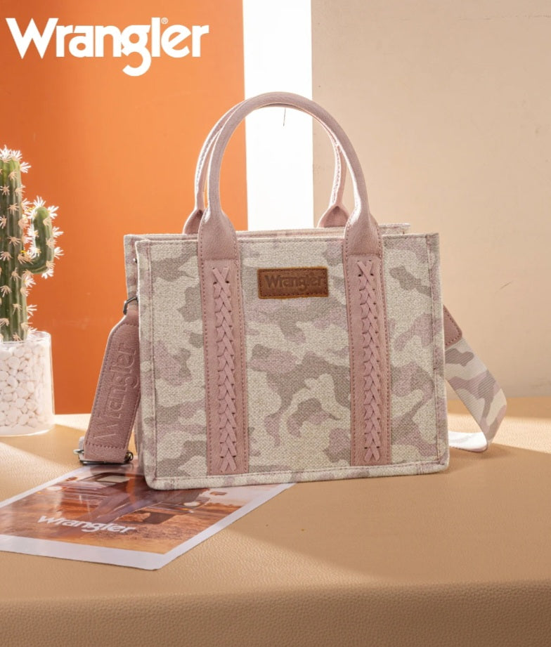Wrangler Camo Print Tote/Crossbody - Pink