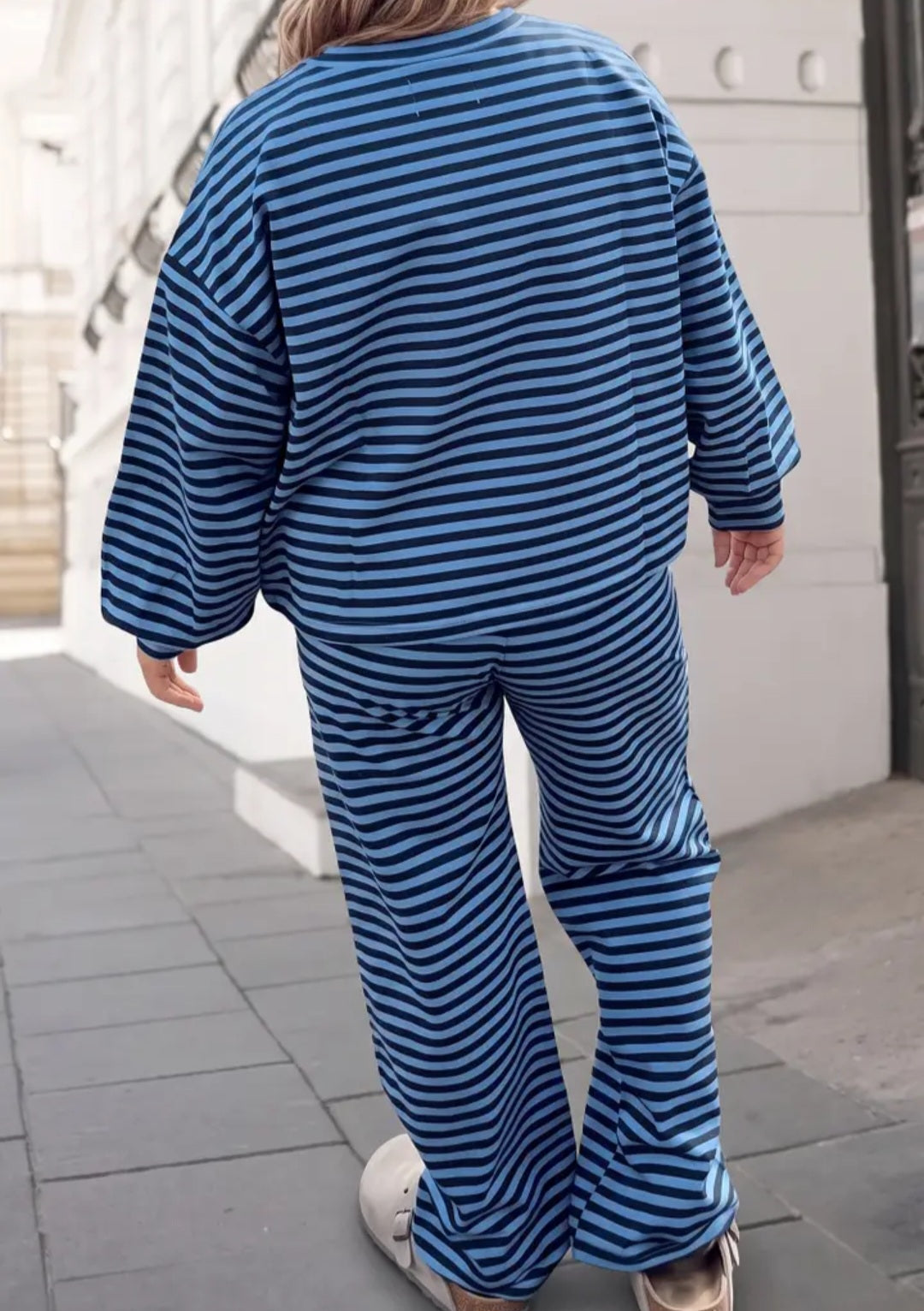 Striped Print Drawstring Waist Pants Set *1X-4X